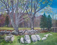 Painting - "Sheep Grazing", by Ruth Friberg, Maine artis