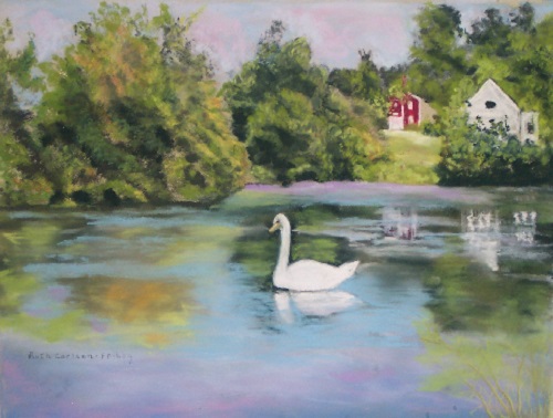 Painting - "Lonely Swan" by Ruth Friberg, Maine artist