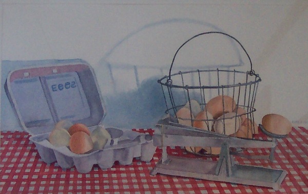 Farmhouse Eggs by Ruth Friberg - Maine Artist