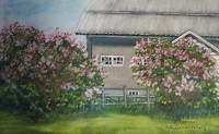 Painting - "High Meadows Barn", by Ruth Friberg, Maine artist.