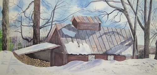Painting - "Maine Maple Sugar Shack", by Ruth Friberg, Maine artist