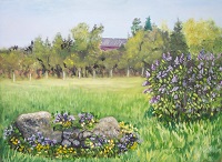 Painting "Cow Pasture", by Ruth Friberg, Maine artist.