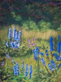Painting - "Delphiniums", by Ruth Friberg, Maine artist