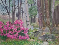 Painting - "Azaleas" by Ruth Friberg, Maine artist.