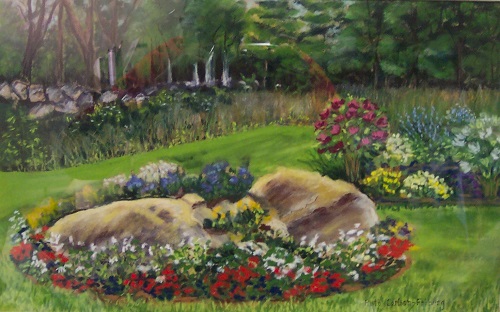 Painting - "Farm Flower Bed", by Ruth Friberg, Maine artist.