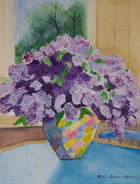 Painting - "Lilacs in Vase", by Ruth Friberg, Maine artist