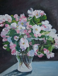 Painting - "Pink and White Flowers", by Ruth Friberg, Maine artist