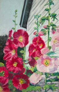 Painting - "Red and Pink Flowers", by Ruth Friberg, Maine artist