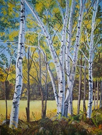 Painting - "Birches on a Stone Wall"