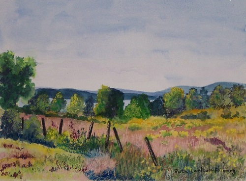 Painting - "Distant Lake", by Ruth Friberg, Maine artist.