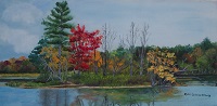 Painting - "Island in Pond", by Ruth Friberg, Maine artist