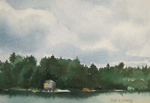 Lake Cottage, by Ruth Friberg, Maine artist.