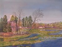 Painting -"Lake Marsh", by Ruth Friberg, Maine artist