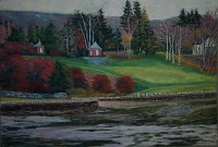 Painting - "Pond Shore" by Ruth Friberg, Maine artist.