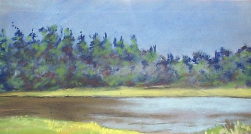 Painting - "Small Pond" by Ruth Friberg, Maine artist.