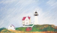 Nubble Point Lighthouse, painting by Ruth Friberg, Maine artist