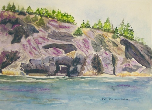 Painting - "Rocky Maine Coast", by Ruth Friberg, Maine artist.