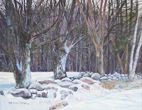 Painting - "Snow Covered Stone Wall", by Ruth Friberg, Maine artist