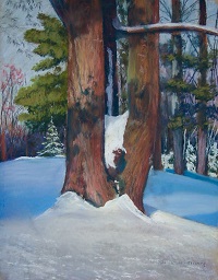 Painting - "Big Tree in Winter", by Ruth Friberg, Maine artist
