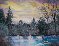 Painting - "Wintry Woods", by Ruth Friberg, Maine artist